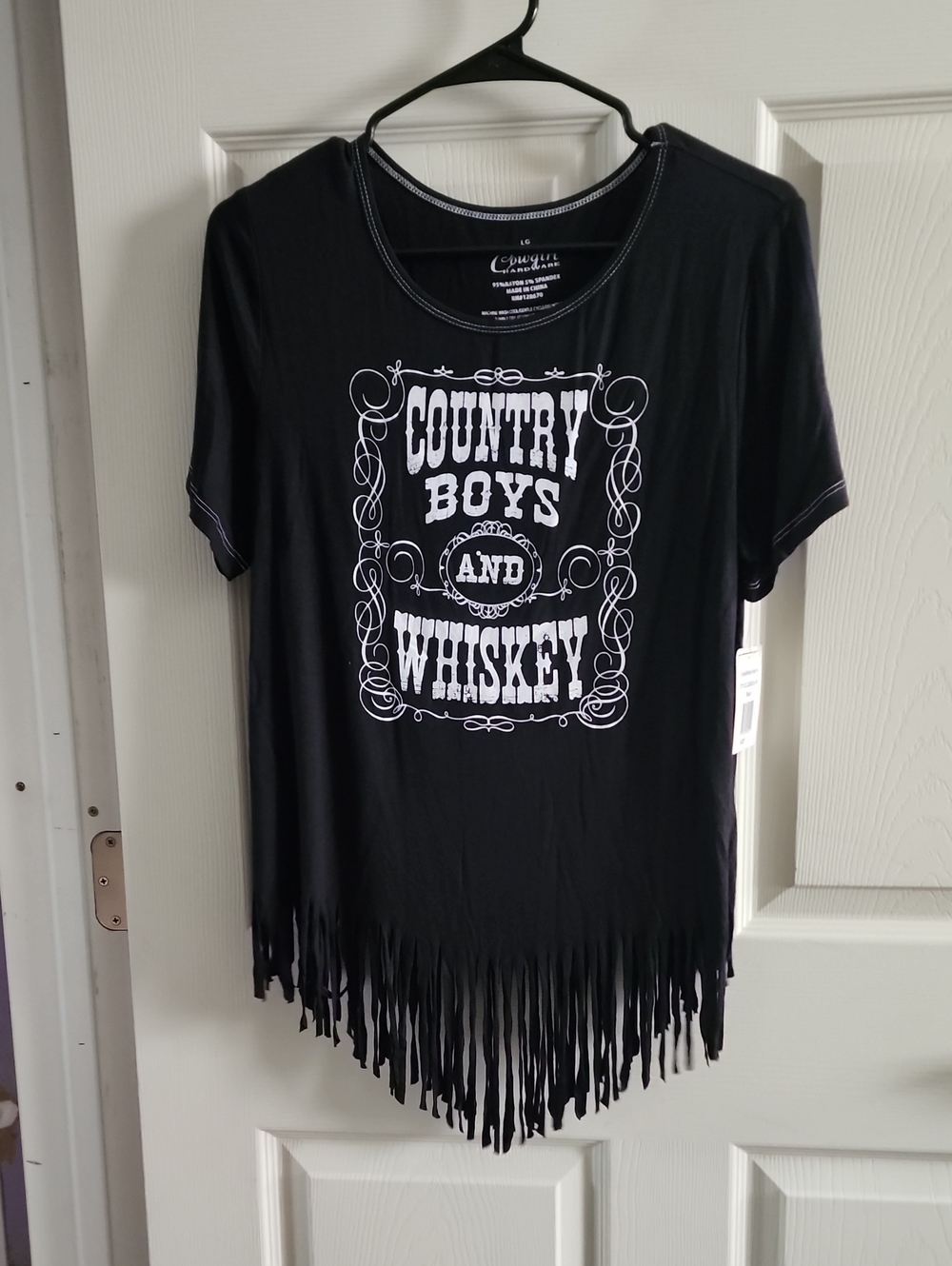 Country Boys and Whiskey Fringe Tee - Black - Cappucci